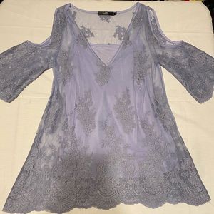 Lavender cold shoulder tunic top